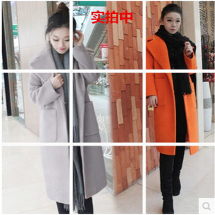 2016秋冬季新款韩版中长款加厚羊毛呢子大衣茧型宽松毛呢外套