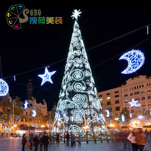搜荷美装 商场酒店7m-30m大型圣诞树 装饰布置led大圣诞树