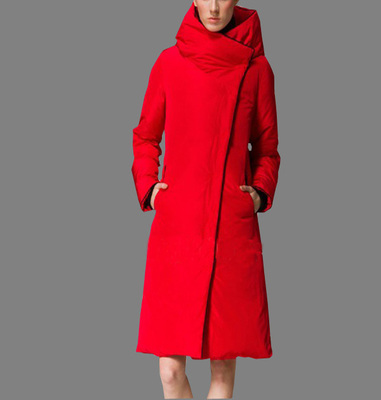 2015欧洲站欧美宽松大码显瘦纯色加厚中长款女式羽绒服大衣外套
