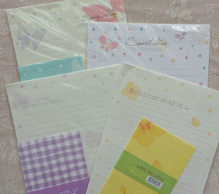 韩国Tree信纸信封套装 4信纸2信封 唯美 水彩画 蝴蝶 鲜花
