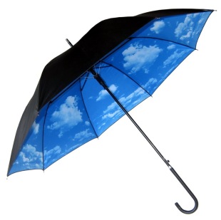 黑胶防紫外线超轻遮阳伞 直柄杆长柄两用晴雨伞 创意蓝天云太阳伞