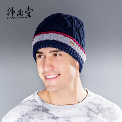 韩版男士毛线帽潮套头帽青年包头帽冬季加绒加厚护耳帽保暖针织帽