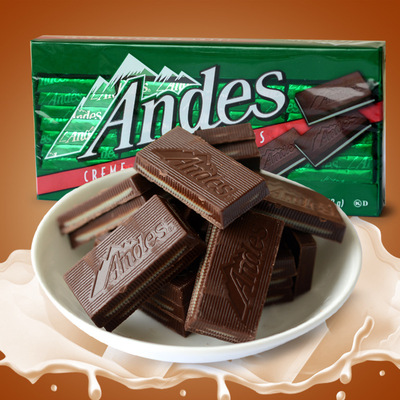 美国进口零食Andes安迪士双层薄荷夹心巧克力休闲美食132g克*2盒
