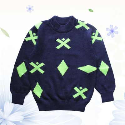 2015冬款 圆领男童毛衣套头加厚学院风宝宝儿童羊绒衫保暖针织衫