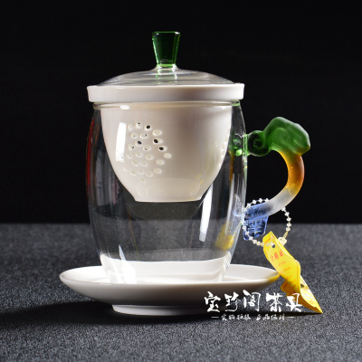 台湾建窑玻璃陶瓷杯 陶瓷马克杯办公杯 水杯四件杯喝水茶杯泡茶杯