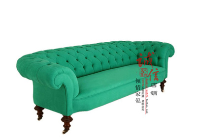 新古典布艺沙发实木软包拉扣沙发进口绒布三人沙发定制沙发客厅