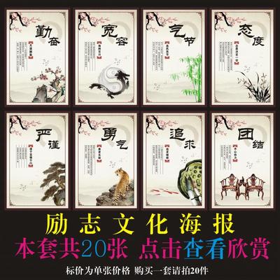校园文化宣传海报 中国风励志标语挂画 教室布置贴画宣传展板定制