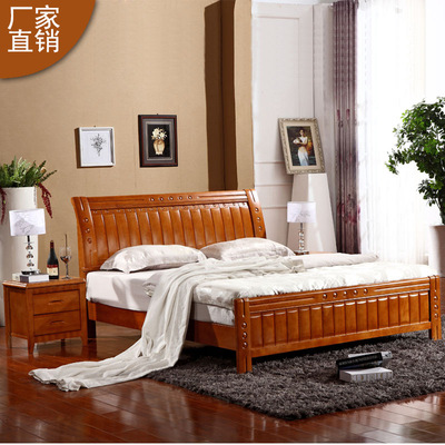 实木床1.8米1.5米橡木床双人床  中式家具高箱储物床婚床简约现代