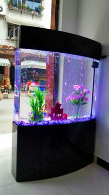 LED光源双弧单弧形生态中型大型亚克力鱼缸水族箱0.8/1/1.2米