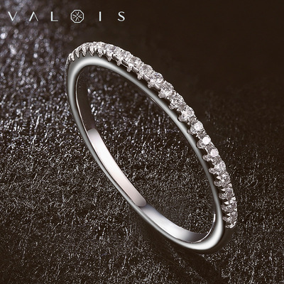 VALOIS法朵925银饰品锆石镶嵌戒指女时尚仿真钻戒婚戒银配饰