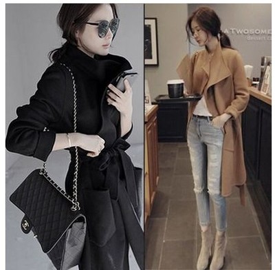卓雅正品代购2015冬新款女装韩版修身羊毛呢子大衣风衣外套中长款