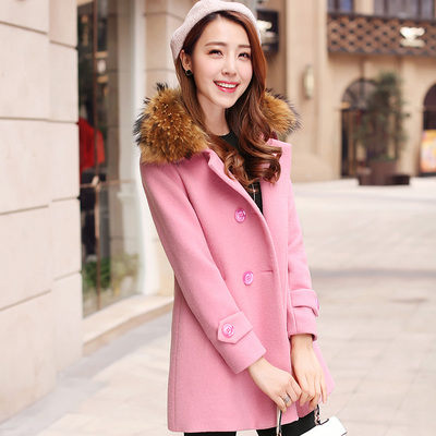 2015时尚韩版中长款呢子大衣冬季修身新款毛呢外套女装
