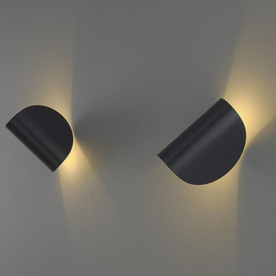圆片壁灯卧室床头客厅走廊个性创意现代简约铁艺LED黑白色壁灯