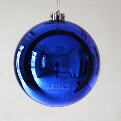 圣诞节用品 银色圣诞装饰球 25cm蓝色电镀球 金色大号亮光圣诞球