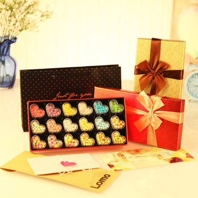 韩国进口彩虹糖果甜蜜心形糖果创意礼盒装送女友闺蜜生日礼物包邮