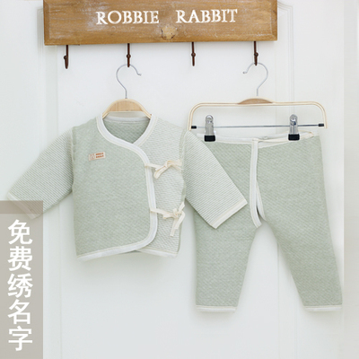 兔子罗比婴儿分体宝宝爬服哈衣彩棉系带保暖秋冬长袖0-12个月