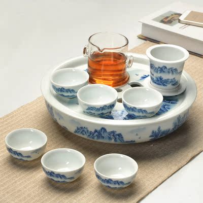 陶瓷茶盘功夫茶壶过滤玻璃红茶泡茶器 花茶茶具套装茶杯子小托盘