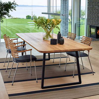 定制简约小户型长方形简约餐桌椅组合客厅饭桌复古铁艺实木餐桌子