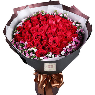 33朵红白粉紫香槟蓝玫瑰生日礼物情人节花束 佛山鲜花店同城送花
