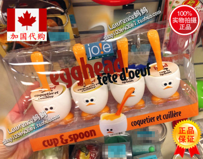 现货 加拿大代购正品 美国Joie 可爱小蛋蛋塑料蛋勺子蛋杯子4件套