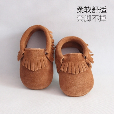 春秋男女宝宝学步鞋软底反绒皮鞋不掉鞋0-1-2岁婴儿鞋子真皮单鞋