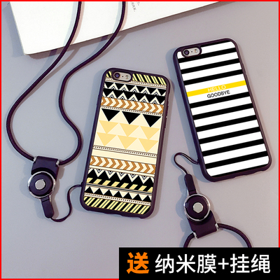 苹果6手机壳六硅胶套4.7日韩个性创意挂绳脖iphone6s全包女款潮牌