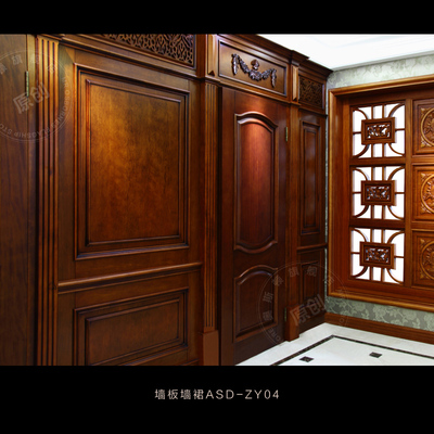酒店木饰面电视墙背景墙裙原木实木护墙板客厅整体欧式造型板定制