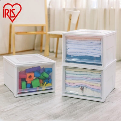 爱丽思IRIS抽屉式收纳箱大号塑料收纳盒透明内衣物整理箱组合衣柜