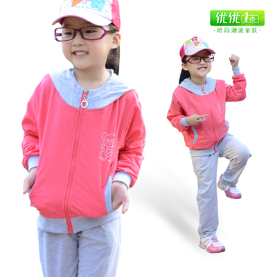 童装 女童 春装 2015 韩版新款儿童 宝宝春款 运动套装Y182