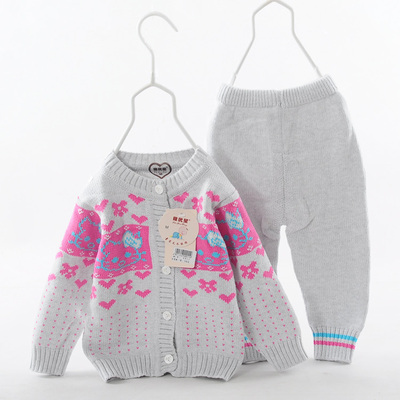 2014新款毛衣套儿童毛线婴幼儿宝宝毛衣套女宝宝针织衫开衫两件套