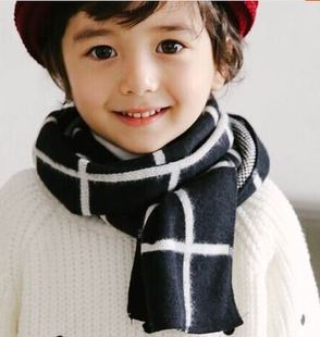 日韩版宝宝格子围巾加长款 欧美儿童经典女童男童小孩围脖套