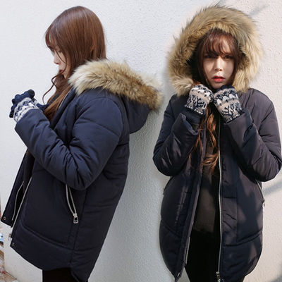 加厚棉袄冬季大毛领棉衣外套中长款修身韩版学生韩国女棉服面包服