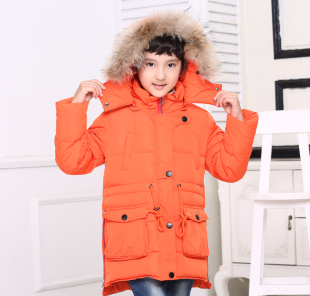 2015韩国新款秋冬季童装儿童羽绒服男童中大童中长款加厚外套户外
