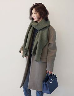 韩国代购2016冬装新款韩版轻熟女OL通勤简约羊毛大衣毛呢外套