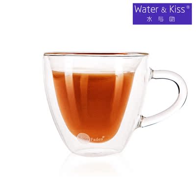 水与吻RoterFaden牛奶咖啡杯双层透明玻璃心形杯浪漫情侣玻璃杯