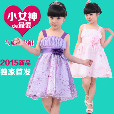 女童连衣裙儿童装15夏季蕾丝无袖10学生韩国潮12雪纺吊带公主裙子