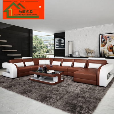 创意真皮沙发 简约现代沙发茶几电视柜组合 欧式沙发功能转角沙发