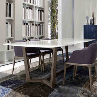 实木大理石餐桌北欧宜家办公桌现代长方形餐桌椅水曲柳样板间桌子