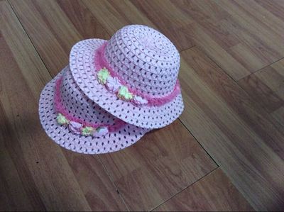 韩版儿童女童太阳、遮阳帽子批发 时尚荷叶边花朵公主麦秆草帽子