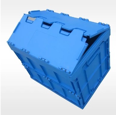 塑料带盖折叠箱物流箱周转塑胶箱 收纳箱方形可折叠 物流运输箱