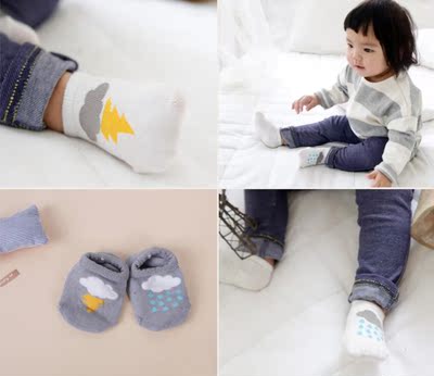 Cindy Z 韩国天气预报 棉质婴幼儿童宝宝硅胶防滑隐形船袜