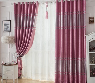 高档净版加厚隔热遮光隔音窗帘成品布料定制客厅卧室窗帘紫色