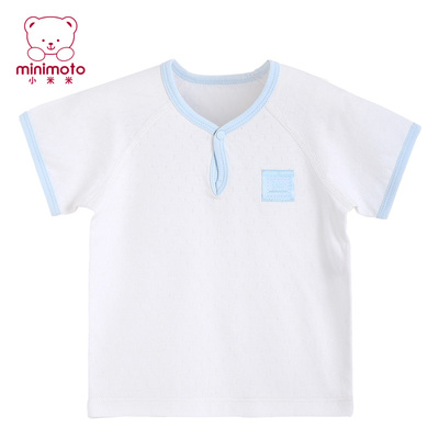 小米米童装2015春款minimoto夏季婴儿宝宝纯棉短袖半开胸上衣t恤