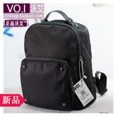 2015新款韩版女包学生书包铆钉包纯色电脑背包防水小包尼龙双肩包