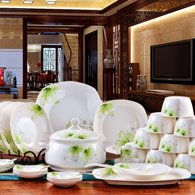餐具套装56头骨瓷碗碟盘 碗碟套装 景德镇陶瓷器正品碗筷结婚送礼