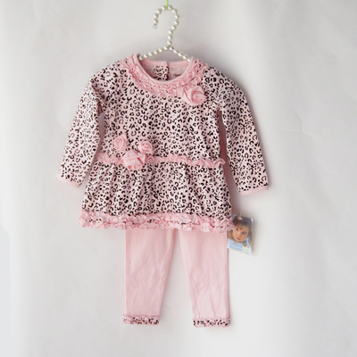 婴幼儿纯棉长袖套装豹纹衣服宝宝服装婴幼儿春装0-2岁女童套装