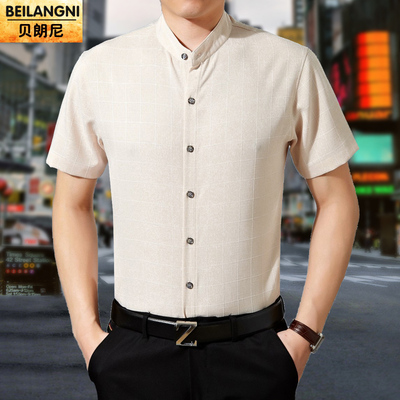 贝朗尼2016夏季短袖衬衫男士商务休闲衬衣中青年免烫职业寸衫