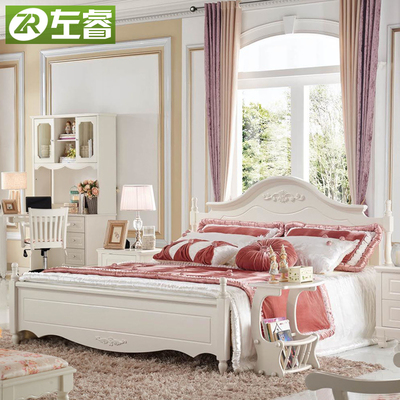 韩式床田园床公主床1.8米双人床欧式床实木床1.5米高箱储物床白色
