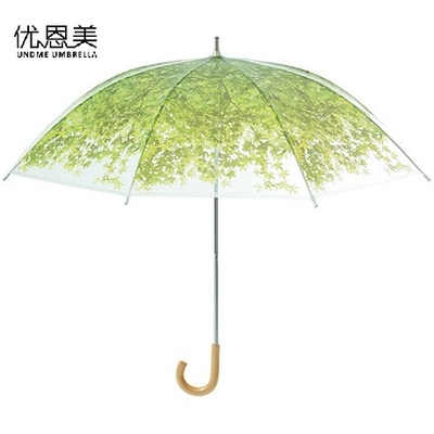 色随境变晴雨伞文艺范小清新变色弯钩长柄伞女士创意树萌伞绿萌伞