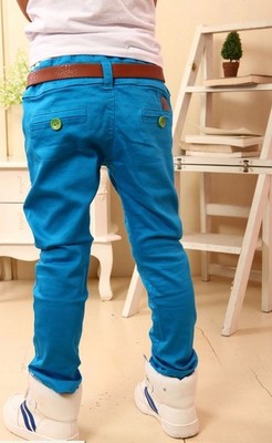 男童裤子长裤春秋牛仔新款运动韩版套装儿童休闲裤（含皮带）